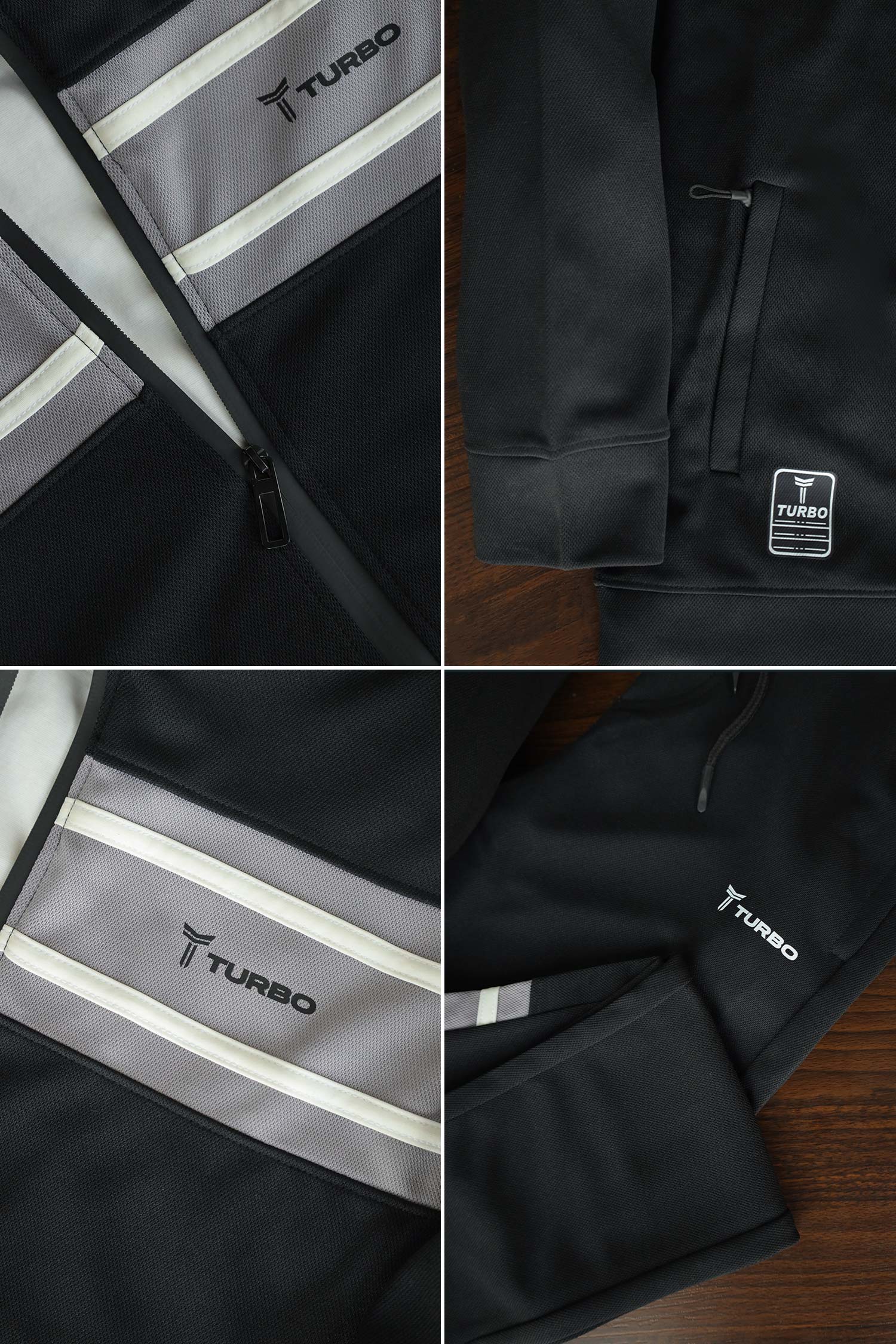 Turbo Color-Block Panel Standing Collar Zipper Tracksuit