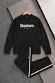 Skchr Streetwear Typography Men's Co-Ord Set In Black