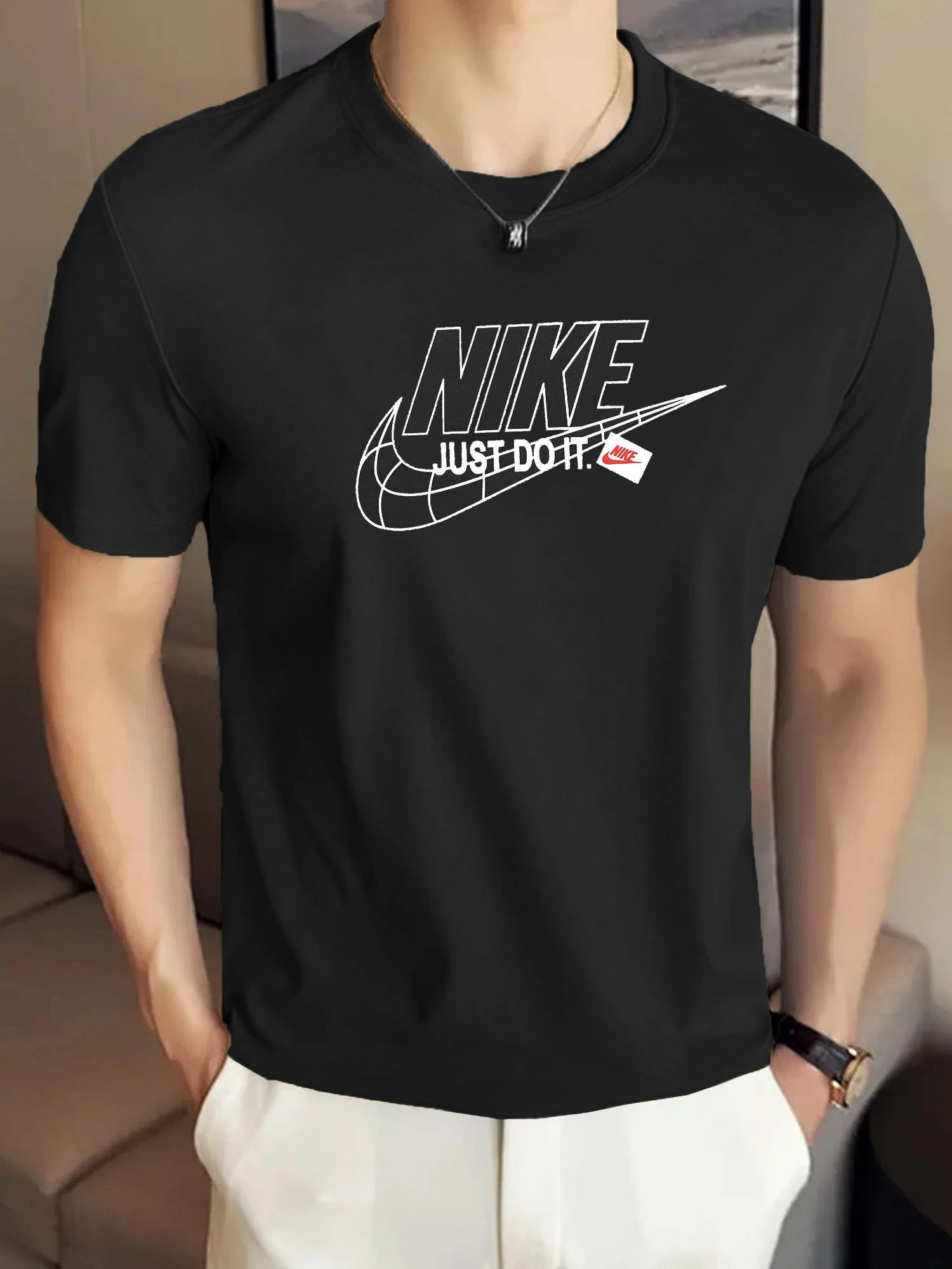 Nke Swoosh Gridline Training Round Neck T-Shirt
