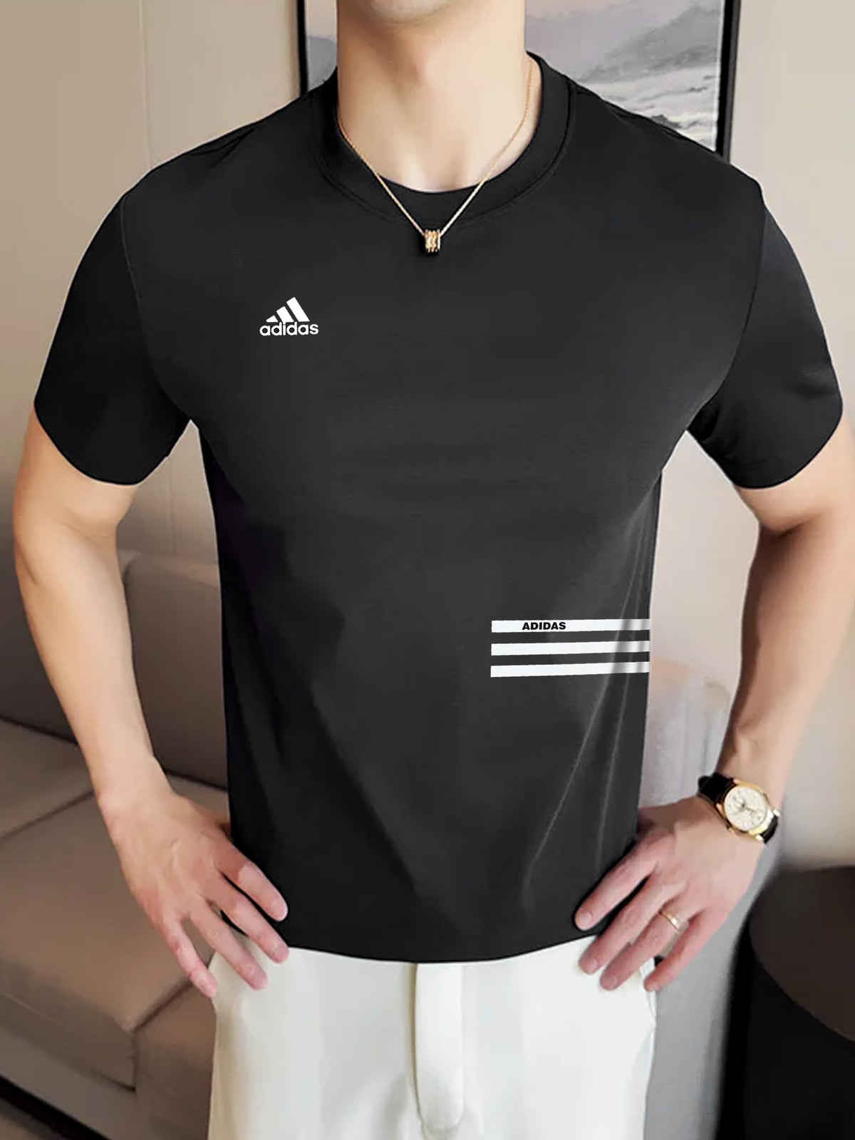 Adds Premium Tennis Short Sleeves Round Neck T-Shirt