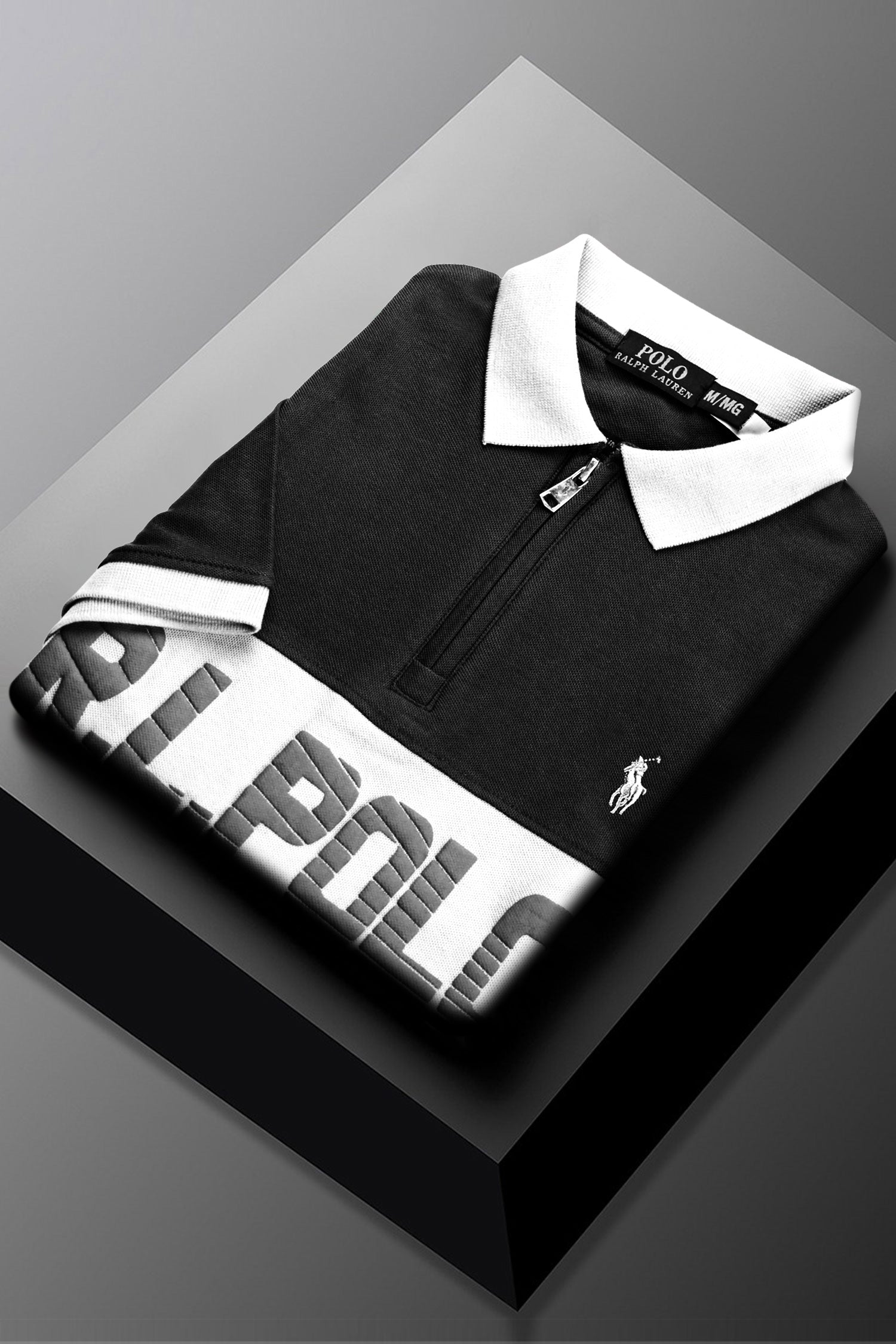 Rph Lren Classic Short Striped Zip Style Men's Polo Shirt