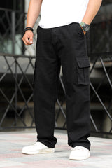 Denim Men's Multipockets Baggy Jeans In Black