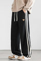 Turbo Club Striped Wide-Leg Loose Bottom Trouser In Black