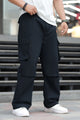 Turbo Hexa Pockets Loose Bottom Cargo Trouser In Black