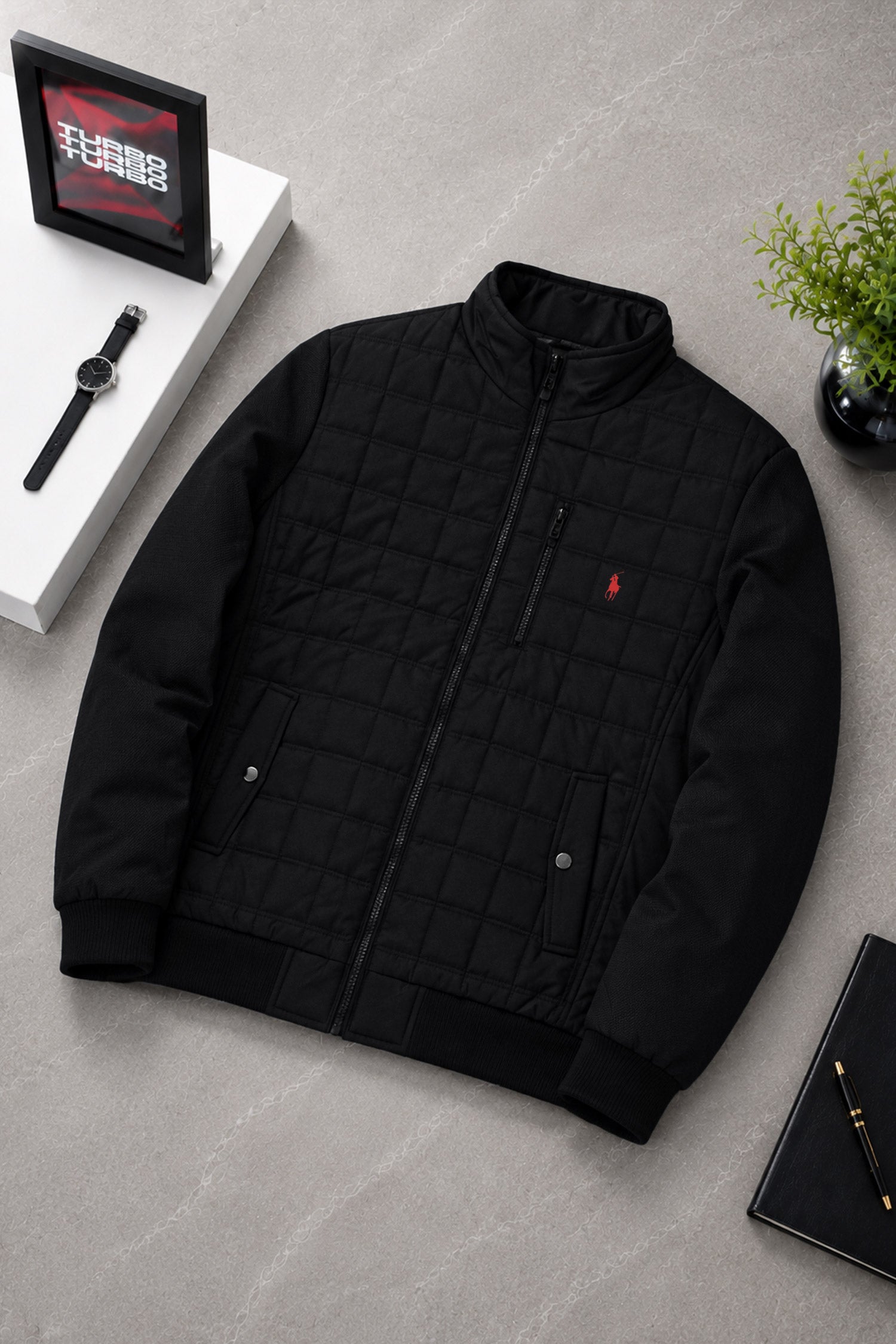 Polo R/L Beaton Quilted Imported Parashot Puffer Jacket In Black