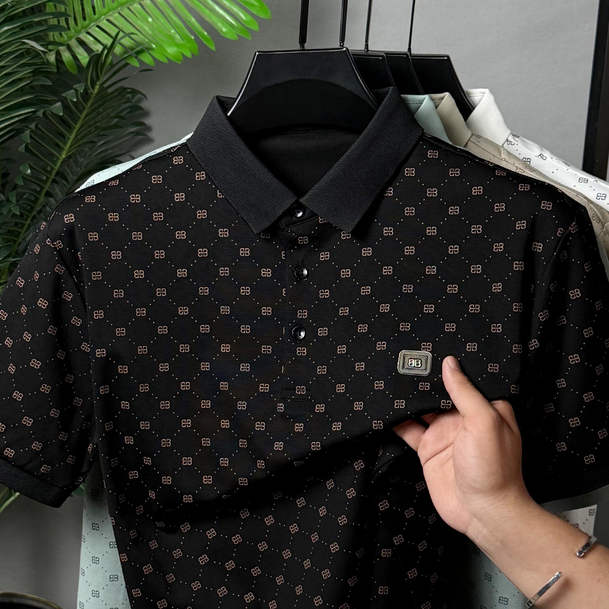 Turbo Jacquard Pattern Men's Polo T-Shirt