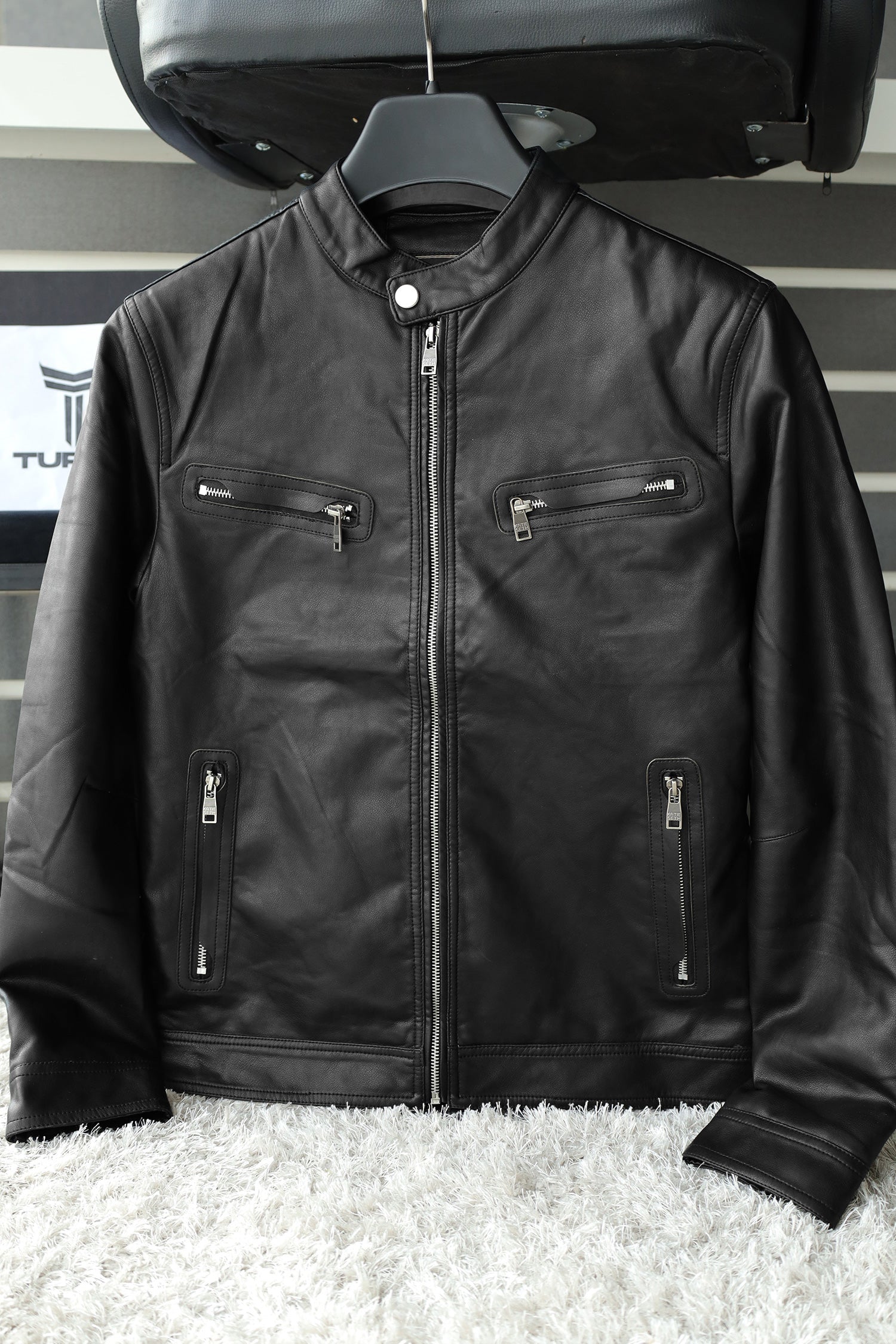 Zip Pocket Style Men's Imported Leather Jacket