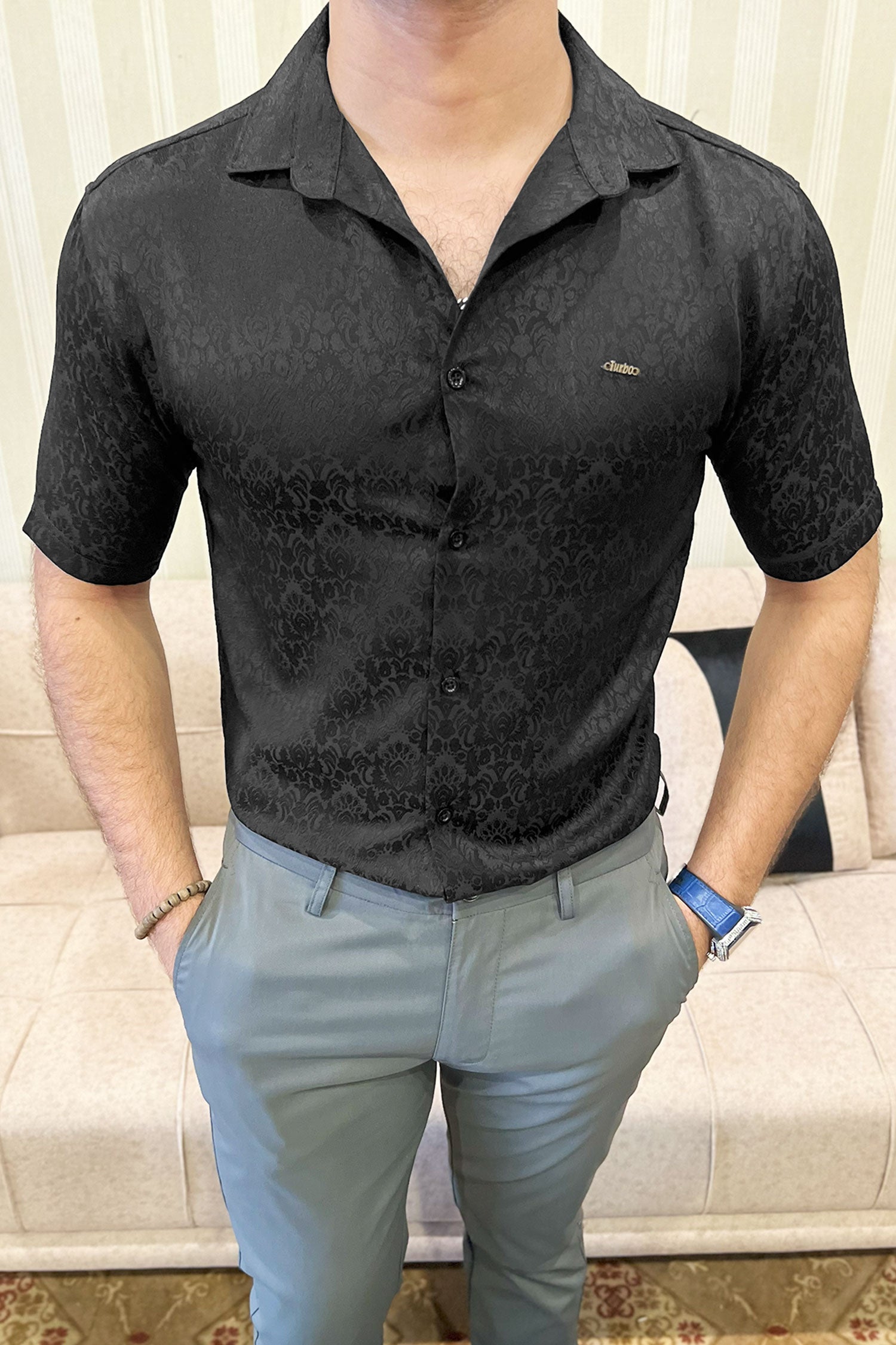 Turbo Designer Motif Floral Casual Shirt