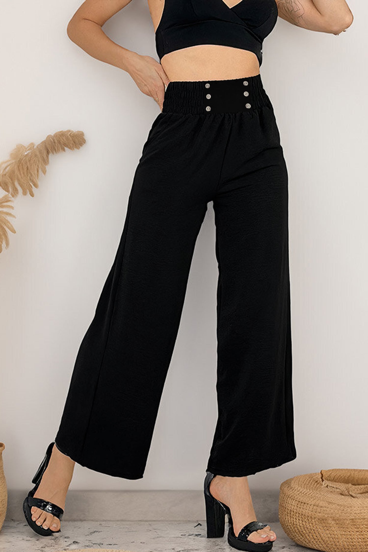 Trendy Button Threadz Belted Comfy Flapper Trouser - Women