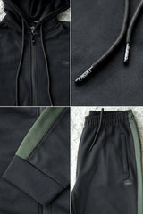 Turbo Hood Style Men Zipper Tracksuit In Black