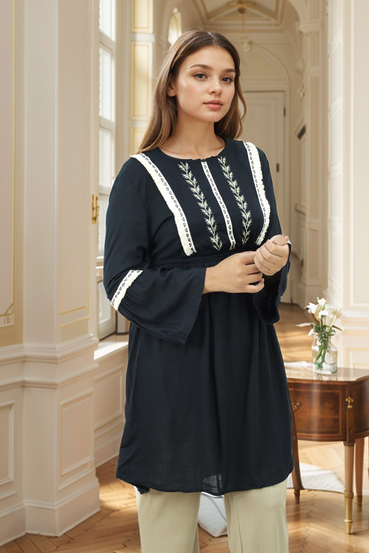 Embroidered Design Floral Motif Turkish Imported Top