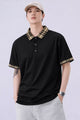 Turbo Plaid Pattern Collered Men's Polo T-Shirt In Black
