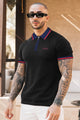 Turbo Record Zip Collar-Block Men's Polo Shirt