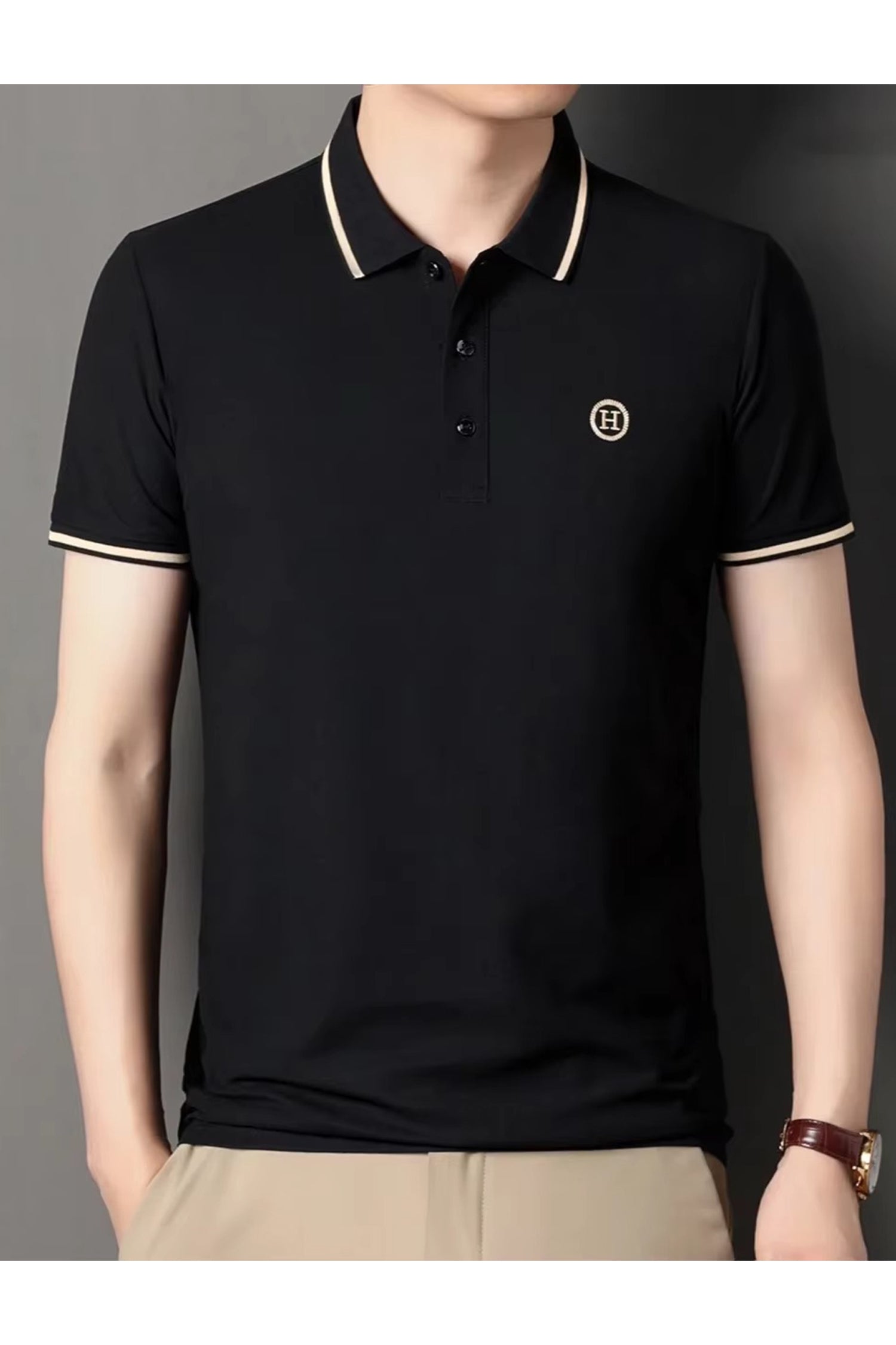 Custom Detail Lapel Men's Polo Shirt