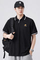 Turbo Distinctive V-Neck Collar Polo T-Shirt In Black