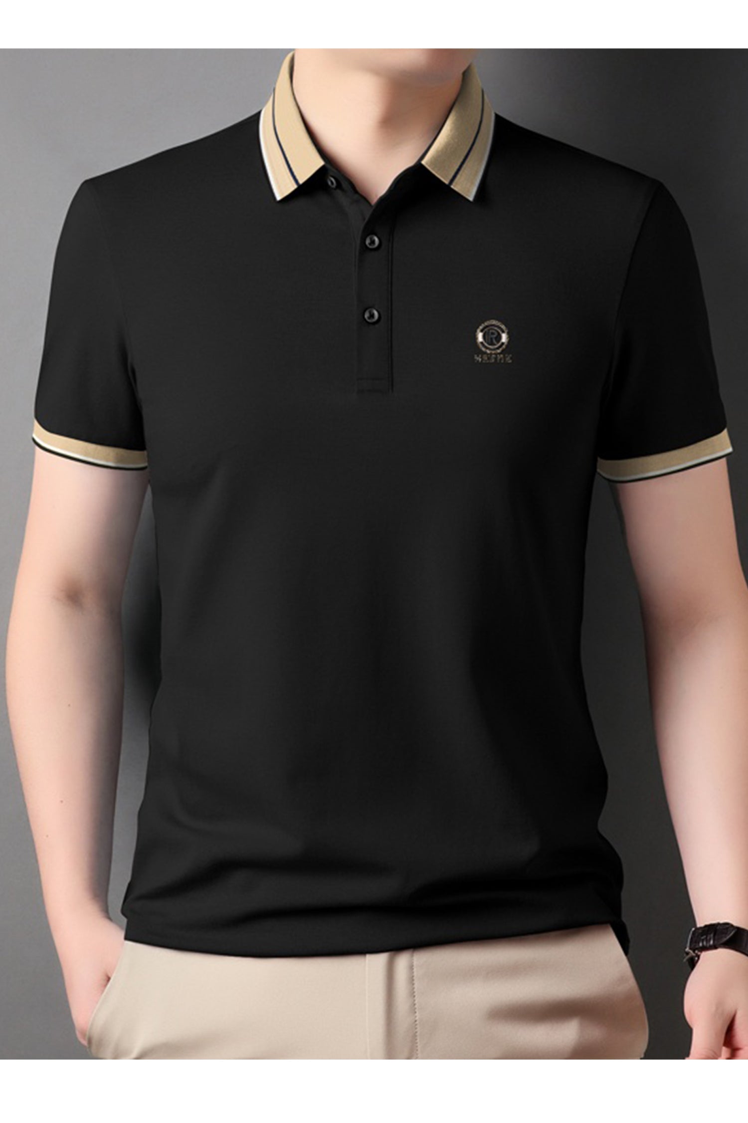 High End Letter Embroidered Men's Polo Shirt