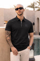 Turbo Zip Collar Style Men's Polo Shirt In Black