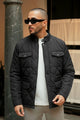 Button Placket Motif Imported Puffer Jacket In Black