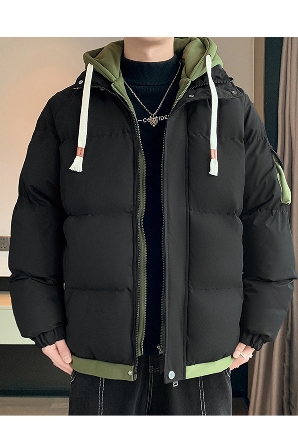 Trendy Hype Dual Zip Hooded Imported Puffer Jacket