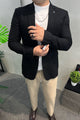 Turbo Classic Gentleman Self-Design Imported Men Blazer In Black