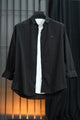 Turbo Billy Textured Knit Long Sleeve Cotton Casual Shirt In Black