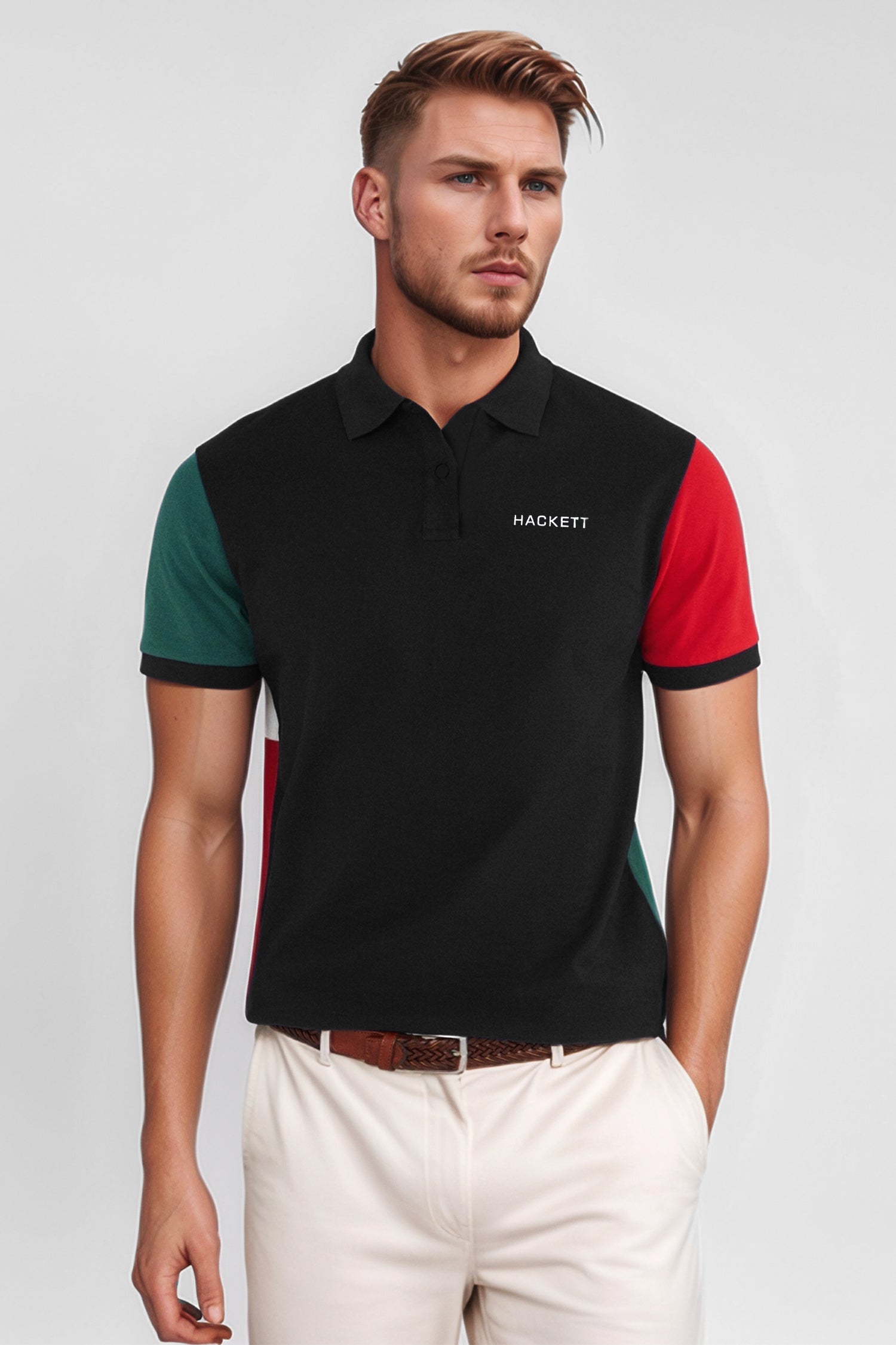 Hackt Heritage Multi Nbrs Short Sleeve Men's Polo Shirt In Black