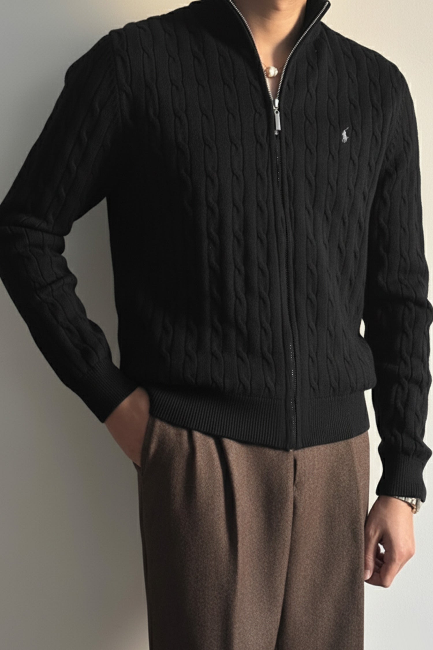 Turbo Cable Knit Imported Men's Sweater