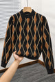 Diamond-Cut Pattern Imported Round Neck Rabbit Wool Men's Sweater