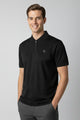 Turbo Tri-Angle Pattern Zip-Collar Men's Polo Shirt In Black