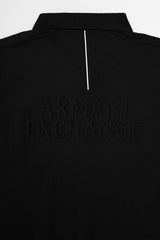Armni Icon Stripe Zip-Placket Men's Polo Shirt In Black