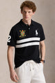 Plo Rph Classic Horizontal Sash Stripes Men's Polo Shirt In Black