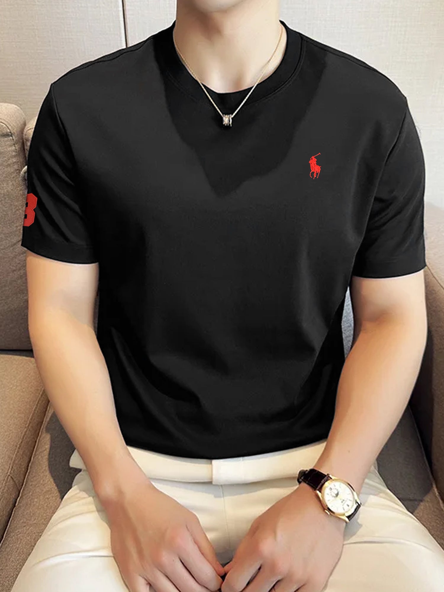 Rph Luren Premium Classic Fit Crewneck Polo T-Shirt