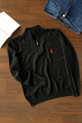 Rph Lren Polo Half Zip Style Imported Men's Sweatshirt In Black