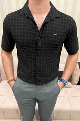 Turbo Premium Lightweight Half Sleeve Casual Shirt In Black