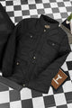 Button Placket Motif Imported Puffer Jacket In Black