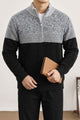 Organic Color-Block Quarter-Zip Imported Rabbit Wool Men's Sweater