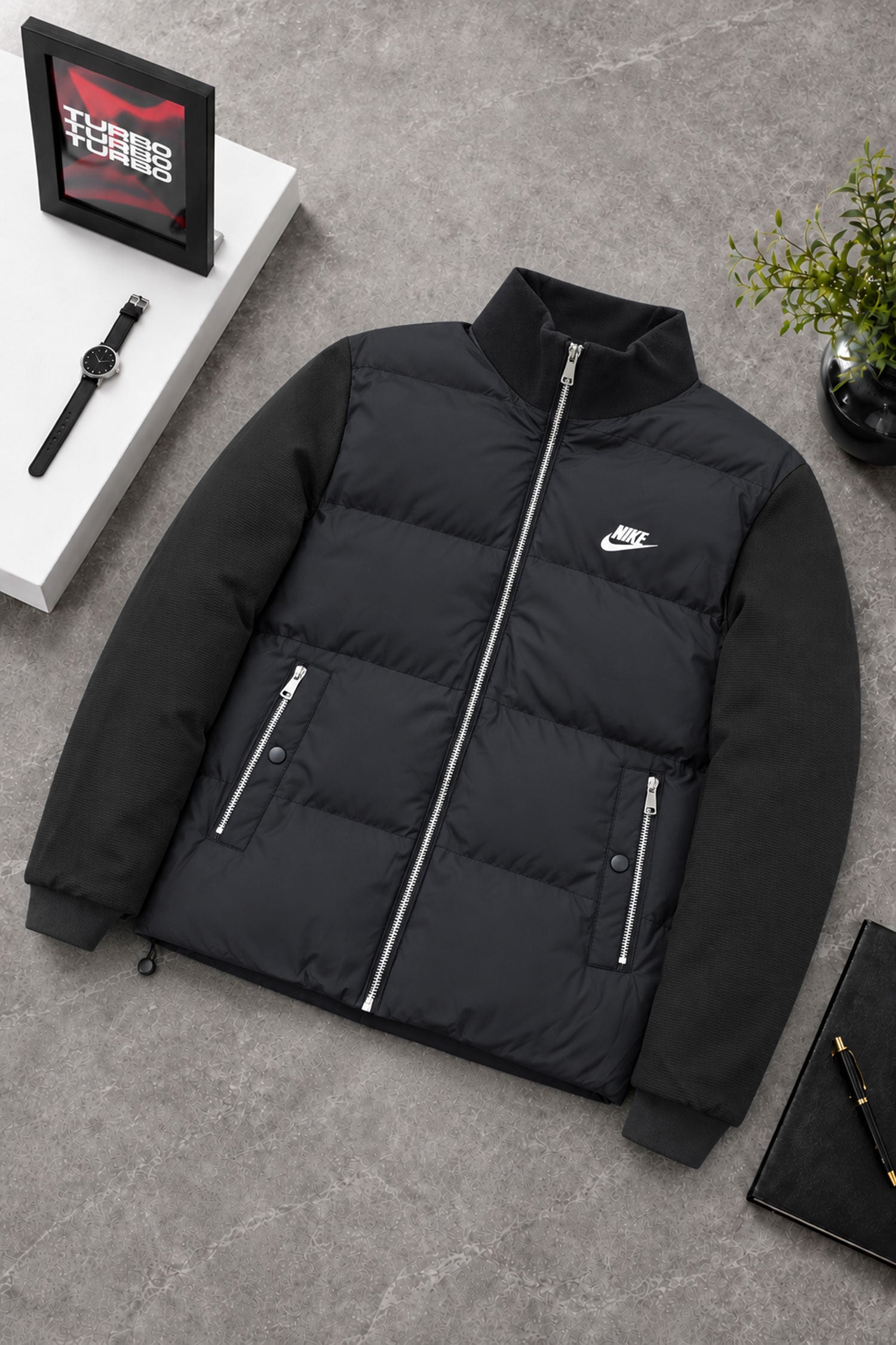 Nke Gorp-Core Insulated Imported Puffer Jacket In Black
