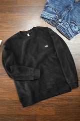 Cozy Plain Round Neck Imported Men's Sweatshirt In Black