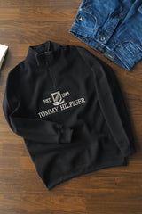 Tmy Hlfgr Embriodered Half Zip Full Sleeves Men's Sweatshirt