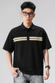 Turbo Smiley Stripes Pattern Men's Polo T-Shirt Black