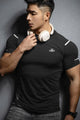 Turbo Sport Shoulder Striped Breathable Dry-Fit Tee In Black