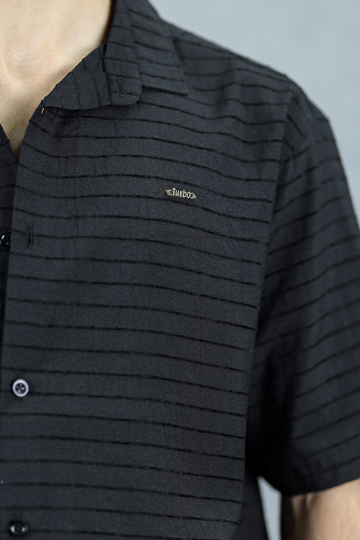 Turbo Snitch Striped Casual Shirt In Black