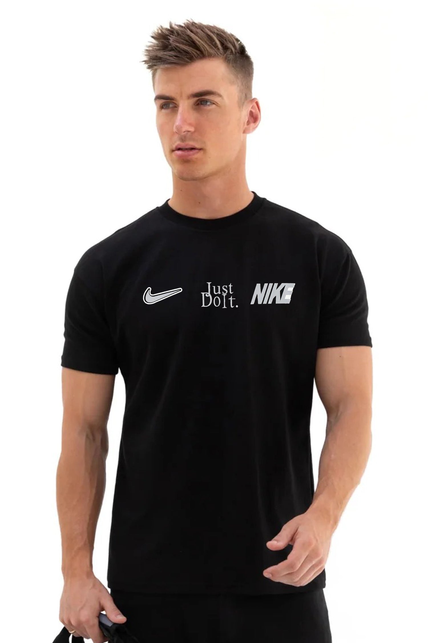 Nke Stacked Graphic Logo Crew Neck Tee