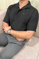 Turbo Snitch Striped Casual Shirt In Black