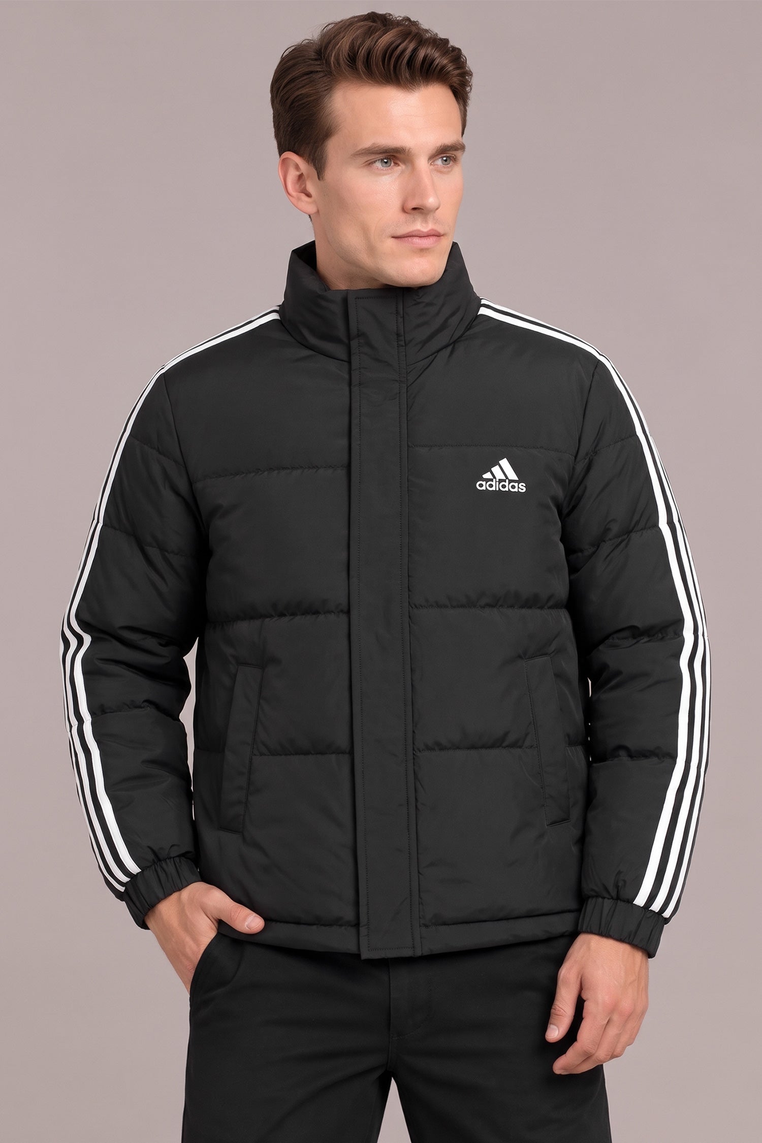 Adds Horizontal Baffled Imported Puffer Jacket