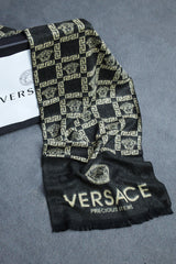 Vrsce Designer Motif Premium Wool Men Mufflers In Black