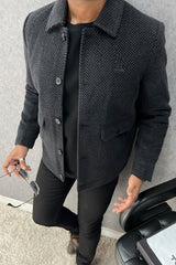 Geometric Pattern Imported Men's Woolen Jacket