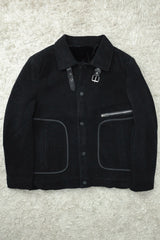 Buckle Collar Style Imported Men's Woolen Jacket In Black