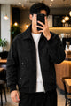 Men's Affordable Sweat Suede Leather Jacket In Black