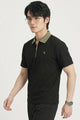 Turbo Zipper Seamless Collar Men's Polo T-Shirt In Black